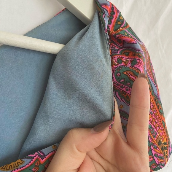 J. Crew Silk Dress Paisley Print Flounce Hem Pink Blue Size 4 - Picture 15 of 16